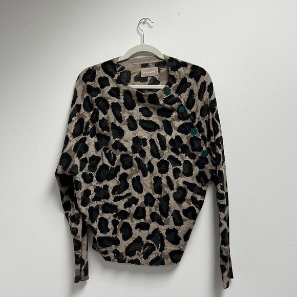 ZADIG & VOLTAIRE Justy Leopard-print Button-detail Cashmere Sweater In Blue - Picture 2 of 4